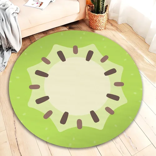 Vista 2 de Bonita alfombra de fruta kiwi fresca y fresca para decoración del hogar para cocina, habitación de niños, baño, dormitorio, antideslizante, lavable