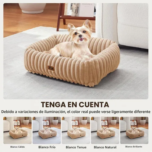 Vista 3 de Cama lavable para perros pequeños y medianos, cama rectangular ortopédica de forro polar de pana para mascotas con funda extraíble y parte inferior