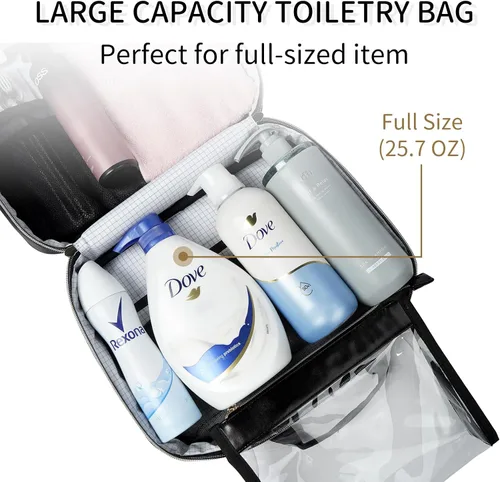 Vista 2 de Neceser de viaje, bolsa grande para artículos de tocador colgantes para mujeres y hombres, bolsa de maquillaje para viajes, organizador