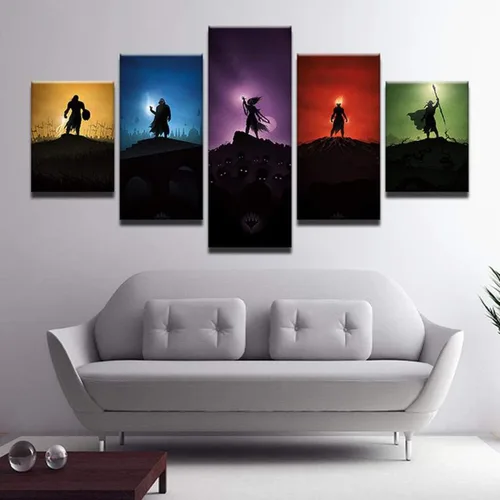 Vista 4 de HAOSHUNDA Magic: The Gathering MTG - Lienzo decorativo para pared con 5 paneles (8 x 14 x 2, 8 x 18 x 2, 8 x 22 x 1)