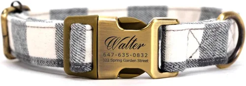 Vista 14 de Collar de perro personalizado con nombre y número de teléfono grabado, collar ajustable personalizado para cachorros, collar de algodón orgánico