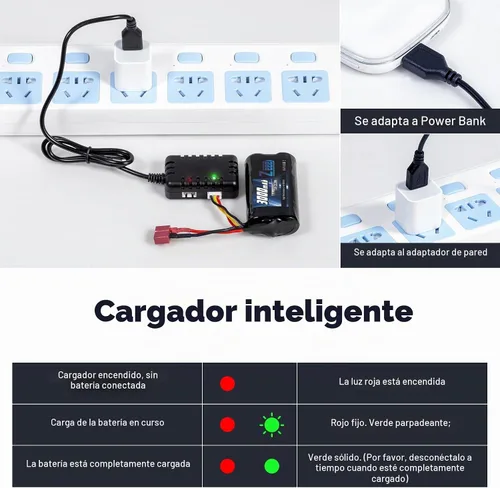 Vista 4 de Zeee 2S Li-ion Batería 3000mAh 7.4V T Conector con cargador de batería 7.4V