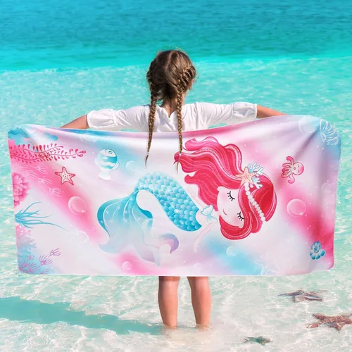 Vista 22 de WERNNSAI Toalla de playa para niños, 30 x 60 pulgadas, Axolotl de secado rápido, sin arena, toalla de playa para niñas, toalla de playa