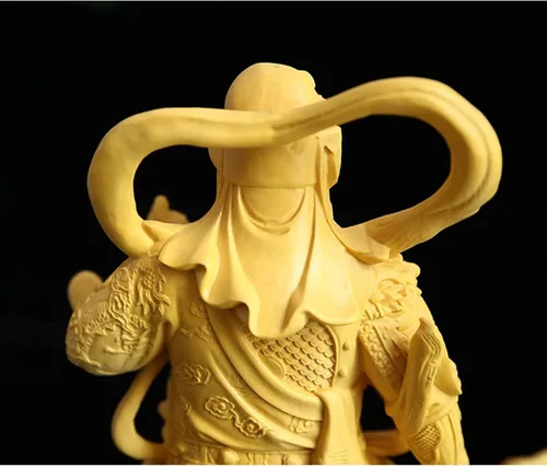 Vista 5 de Feng Shui Decor Estatua de Guan Gong, estatua de madera maciza del Dios de la riqueza Guan Yu, decoración de oficina en casa, figura de Guan Di