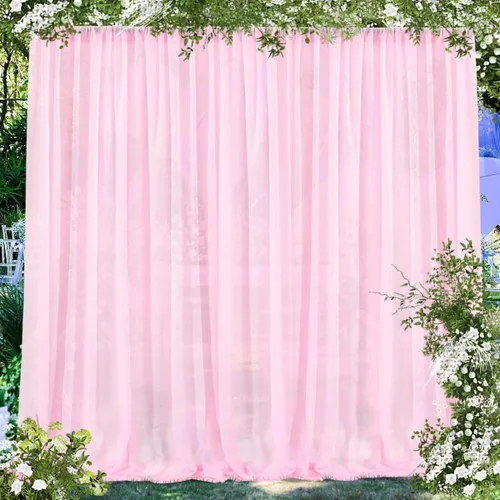 Vista 19 de PARTISKY Cortinas de telón de fondo de gasa negra de 10 x 7 pies, cortinas de fotos de tela transparente sin arrugas para boda, ceremonia, arco