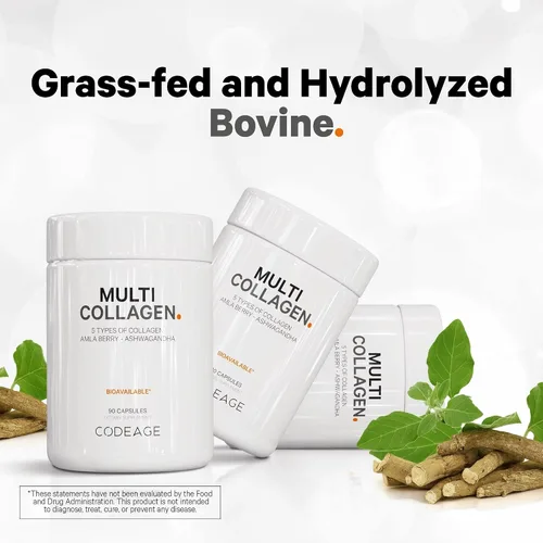 Vista 6 de Codeage Paquete de cápsulas de proteína de colágeno múltiple y probióticos para mujeres, píldoras de colágeno múltiple, tipos de colágeno I, II, II