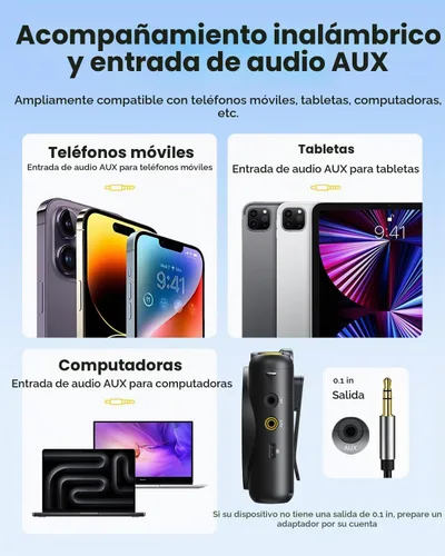 Vista 6 de 7RYMS WA2 amplificador de voz inalámbrico maestro con micrófono Lavalier Negro