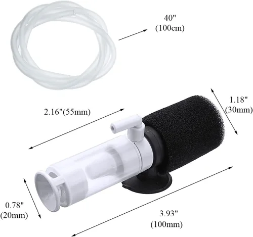 Vista 5 de HIERYAN Mini filtro, súper mini filtro de esponja individual para acuario, bomba de aire ultra silenciosa de filtración 3 en 1, filtro de espuma