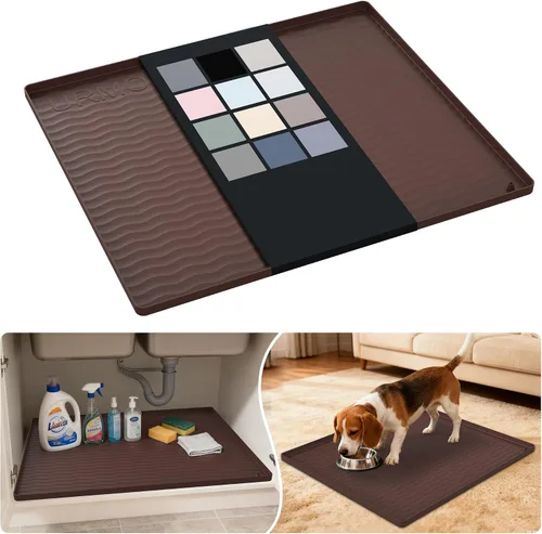 Vista 78 de URMONA - Tapete de silicona impermeable para debajo del fregadero, 16 x 10 Beige