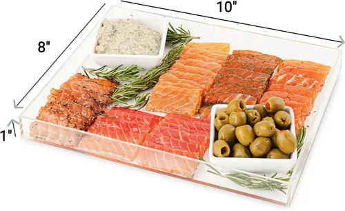 Vista 2 de Hammont Bandeja acrílica para encimera de baño, organizador de bandeja pequeña con tapa, bandeja para tanque de inodoro de 10 x 8 x 1 pulgadas