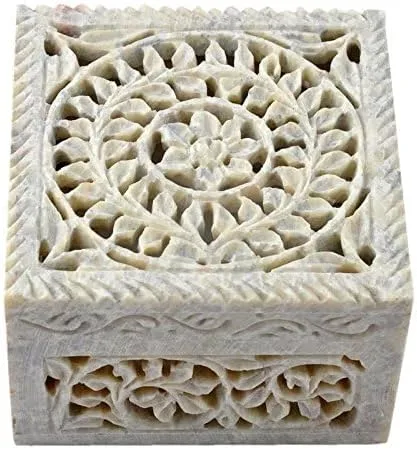 Vista 6 de Hashcart Joyero tallado a mano Caja decorativa para baratijas Caja de recuerdo Aniversario, regalos de inauguración de la casa para mujeres Caja