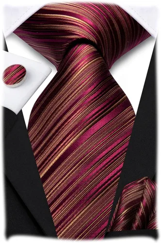 Vista 118 de Hi-Tie Corbatas de seda para hombre, diseño de cachemira a rayas, con bolsillo, gemelos cuadrados, conjunto formal de negocios