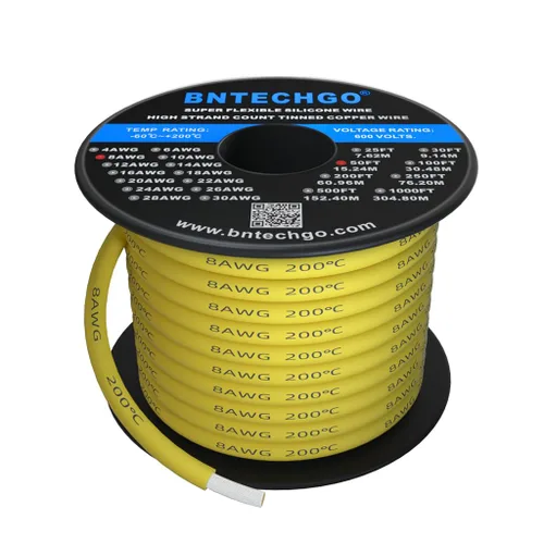Vista 22 de Bntechgo 8 alambres de silicona suave y flexible, silicona resistente a altas temperaturas, altamente eficiente 8 AWG calibre, 1650 hilos de alambre