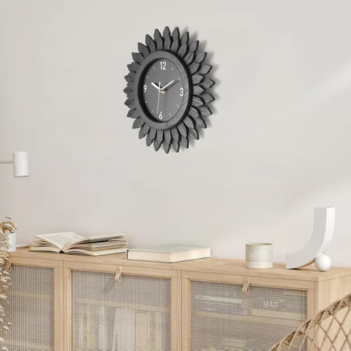 Vista 8 de Honiway Reloj de Pared a Batería de 12 Pulgadas de Madera Rústica Bohemio Sunburst Decorativo Reloj de Pared Silencioso Sin Tictac Negro Relojes