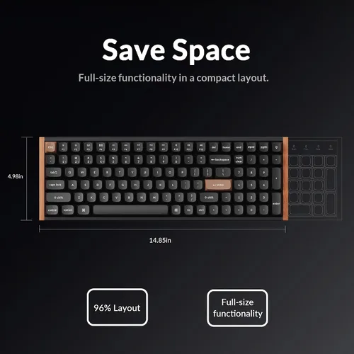 Vista 5 de Keychron K4 HE - Teclado mecánico inalámbrico compacto 96% con efecto Hall con teclado numérico, interruptor magnético, activación rápida, RGB