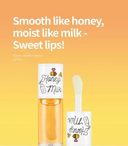 Vista 2 de A'PIEU Honey & Milk Lip Oil I Aceite de labios coreano, humedad duradera, extractos nutritivos, acabado suave, ligero