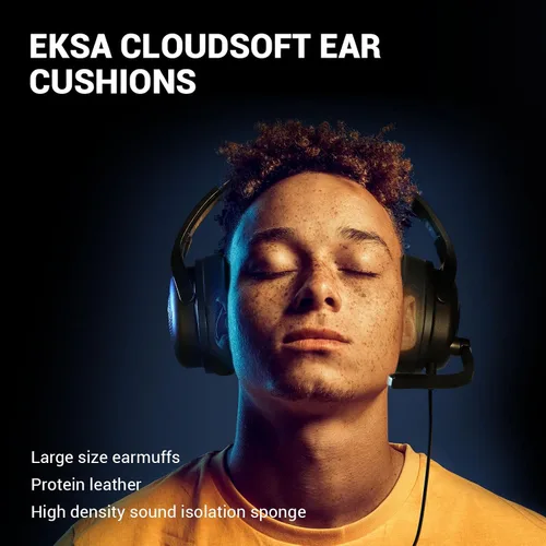 Vista 4 de EKSA AirComfy - Auriculares 245G con micrófono para PC, auriculares con cable para juegos, PC, PS4, PS5, laptop, computadora, Xbox, sonido estéreo