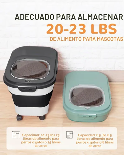 Vista 3 de Contenedor de almacenamiento de alimentos para perros de 20-23 libras hermético, almacenamiento plegable de alimentos para mascotas