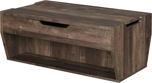Vista 15 de 24/7 Shop at Home Pavie - Mesa de centro elevable de 42 pulgadas para comedor, diseño de granja con mesa ajustable en altura, almacenamiento Gris