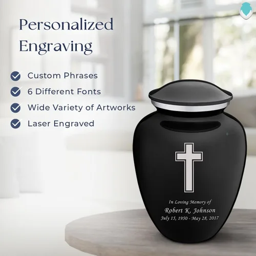 Vista 6 de Geturns Embrace - Urnas de cremación cruzadas personalizadas para adultos para cenizas humanas, urna funeraria grande negra para mujeres y hombres