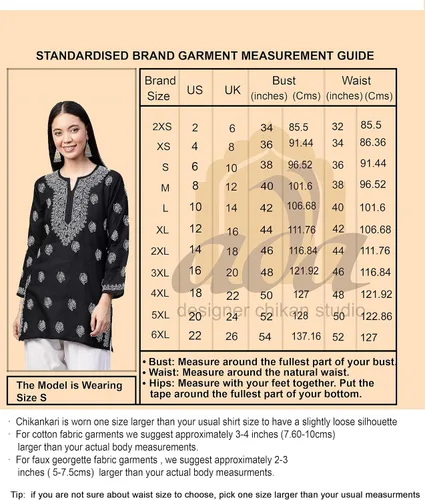 Vista 3 de Ada India bordado a mano tradicional chikankari georgette top túnica camisa Kurti para las mujeres A911230
