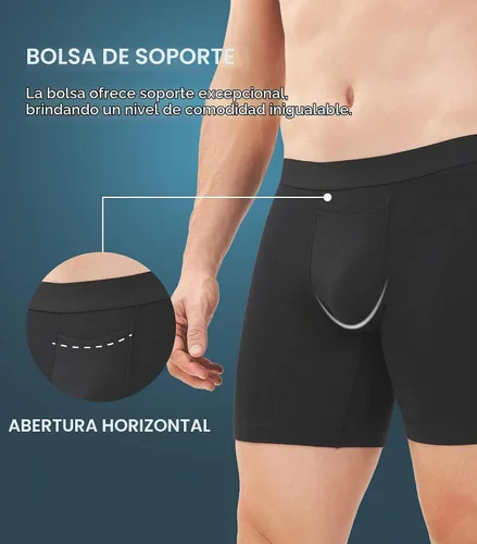 Vista 4 de DAVID ARCHY - Calzoncillos para hombre, estilo boxer briefs de algodón, con bolsa, ultra absorbentes, transpirables, suaves, con bragueta Negro