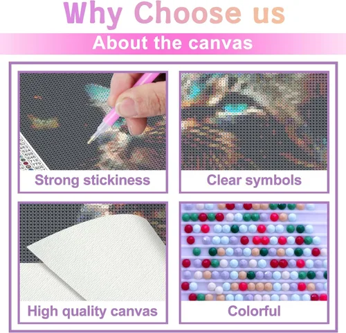 Vista 3 de CoHraeu Kits de pintura de diamantes 5D para principiantes, adultos y niños, kits de arte de diamantes de gato y mariposa para regalos