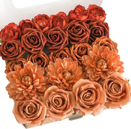 Vista 7 de Juego de 5 flores artificiales para decoración de boda, ramo de mesa, centros de mesa, arco de pasillo, decoración de flores, despedida de soltera