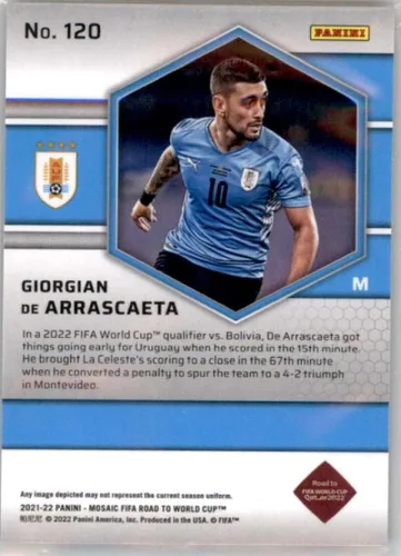 Vista 2 de 2021-22 PANINI MOSAIC FIFA #120 GIORGIAN DE ARRASCAETA URUGUAY FÚTBOL OFICIAL DE FÚTBOL