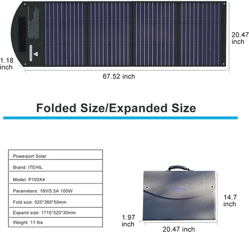 Vista 6 de ITEHIL Panel solar, kits de paneles solares monocristalinos de 100 W y 18 voltios, cargador de panel solar portátil de alta eficiencia, respaldo
