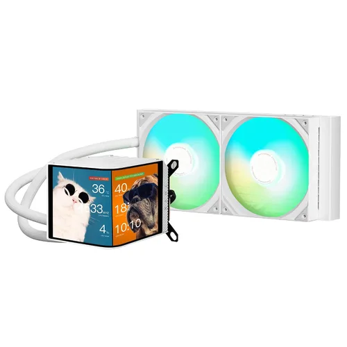 Vista 10 de TRYX Panorama 280 Blanco 280mm AIO Pantalla AMOLED L-Forma de 6.67'' Efecto 3D Anamorfo Display Personalizable Enfriador AIO 280mm Bomba Asetek 8ª