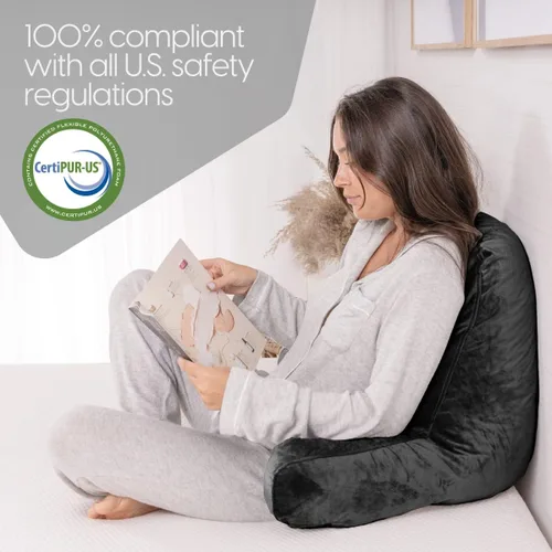 Vista 8 de Milliard - Almohada de lectura con brazos, negra, almohada de espuma viscoelástica triturada cómoda para la espalda en la cama para sentarse - Verde