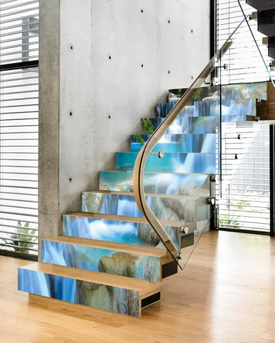 Vista 9 de FLFK Calcomanías para escaleras, calcomanías para escaleras, calcomanías para despegar y pegar, caminos de flores y césped, calcomanías