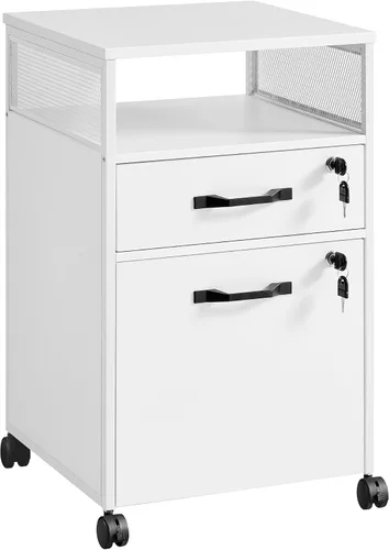 Vista 14 de VASAGLE Archivador móvil con ruedas, 2 cajones, estante abierto, para A4, tamaño carta, carpetas colgantes, gris carbón y negro tinta UOFC071B04