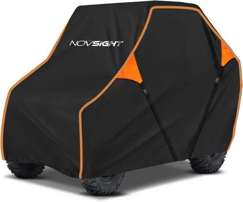 Vista 9 de NOVSIGHT Cubierta UTV para 2 a 3 pasajeros, resistente 420D Oxford impermeable lado a lado, sistema de correa cruzada resistente al viento