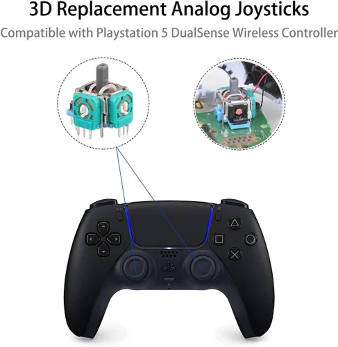 Vista 2 de 4 piezas de repuesto de joystick analógico 3D para controlador PS5, kit de herramientas de reparación de palancas de pulgar compatible