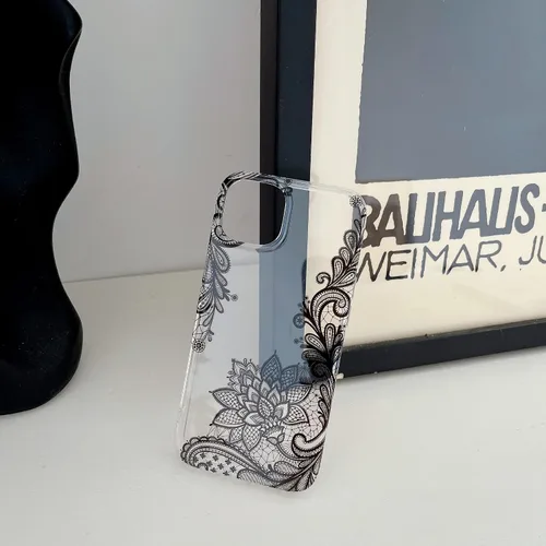 Vista 7 de Compatible con iPhone 11, funda transparente con flores florales a prueba de golpes, parte trasera dura, delgada, bonita funda transparente