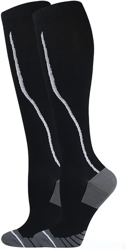 Vista 12 de Calcetines de compresión deportivos de tubo largo Calcetines de compresión resistentes al desgaste para correr A estilo 2 pares