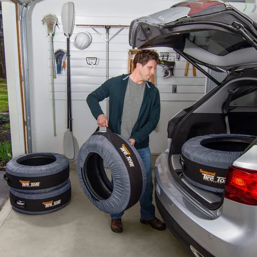 Vista 4 de Kurgo Seasonal Tire Tote & Wheel Felts Spare Tire Cover Portable Wheel Bags Winter Tire Cover Eco-Friendly Tire Totes Handle for Easy