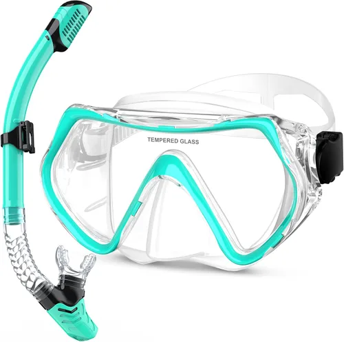 Vista 13 de Snorkeling Gear, Dry Snorkel Set180° Panoramic Wide View,Anti-Fog Scuba Diving Mask, Professional Snorkeling Gear for Free Breathing, Swimming