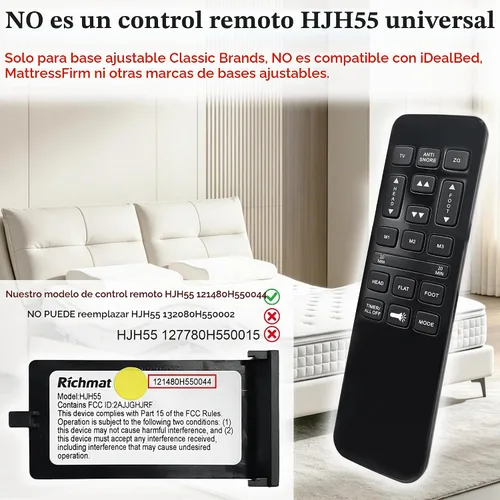 Vista 3 de Cama ajustable Richmat HJH55 Reemplazo de control remoto de mano