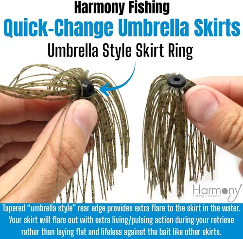 Vista 5 de Harmony Fishing – Faldas de paraguas de cambio rápido para jigs de pesca, spinnerbaits, buzzbaits, señuelos, cebos (paquete de 10)