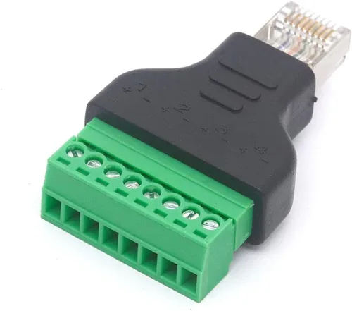 Vista 2 de Adaptador de terminal de tornillo macho RJ45, RJ45 macho a tornillo de 8 pines, conector hembra Cat7 6 5 5e Extensor de enchufe de red Ethernet CCTV