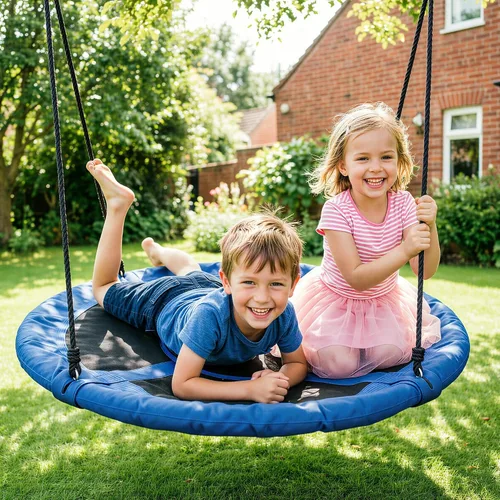 Vista 2 de SUPER DEAL Columpio de Árbol de 40 Pulgadas, Columpio Platillo Volador para Niños al Aire Libre, Capacidad de Peso de 800 Libras, Tela Textilene