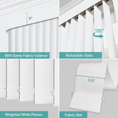 Vista 5 de Persianas verticales opacas sin cordón, persianas de tela con listones de 3.5 pulgadas, persianas verticales con protección UV, tamaño súper grande