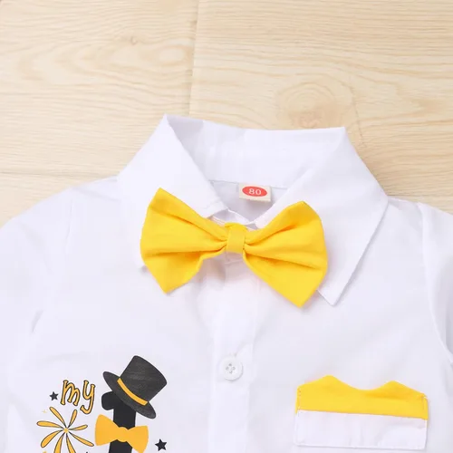 Vista 18 de IBTOM CASTLE Traje de invierno para bebé niño con copos de nieve para primer cumpleaños, mameluco con estampado de pastel y pantalones largos