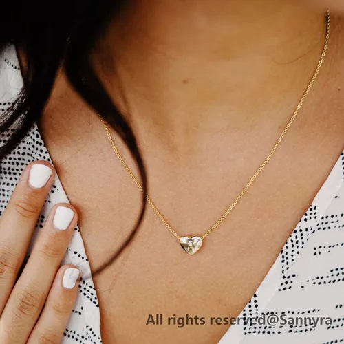 Vista 3 de SANNYRA Initial Heart Necklaces for Women A to Z Alphabet Necklace 18K Gold Plated Heart Pendant Jewelry Gift Christmas Gift Valentines Day Gifts