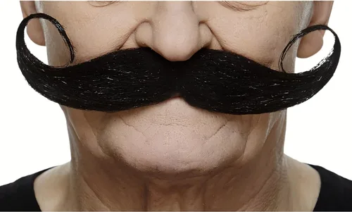 Vista 12 de Mustaches Self-Adhesive Fake Mustache, Synthetic Fur Costume Accessory Set Arqueólogo gris con blanco