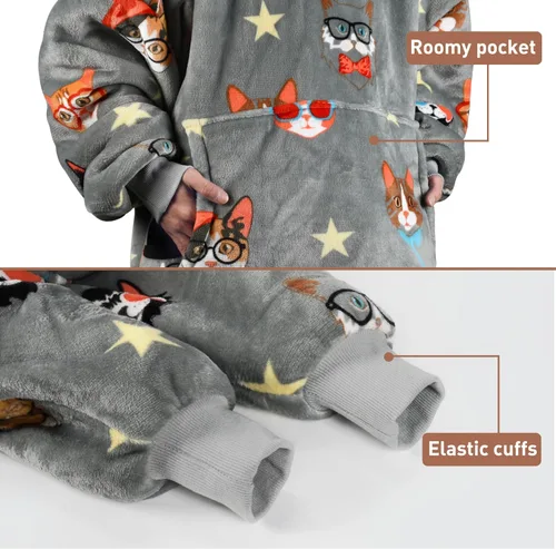 Vista 3 de Catalonia Sudadera con Capucha Manta Extragrande, Cómoda Sudadera Sherpa Usable, Regalo para Ella