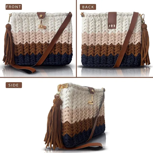 Vista 5 de CHQEL Bolso de noche tipo clutch para mujer, bolso de fiesta de boda hecho a mano con crochet, pequeño bolso cruzado formal con solapa para la noche